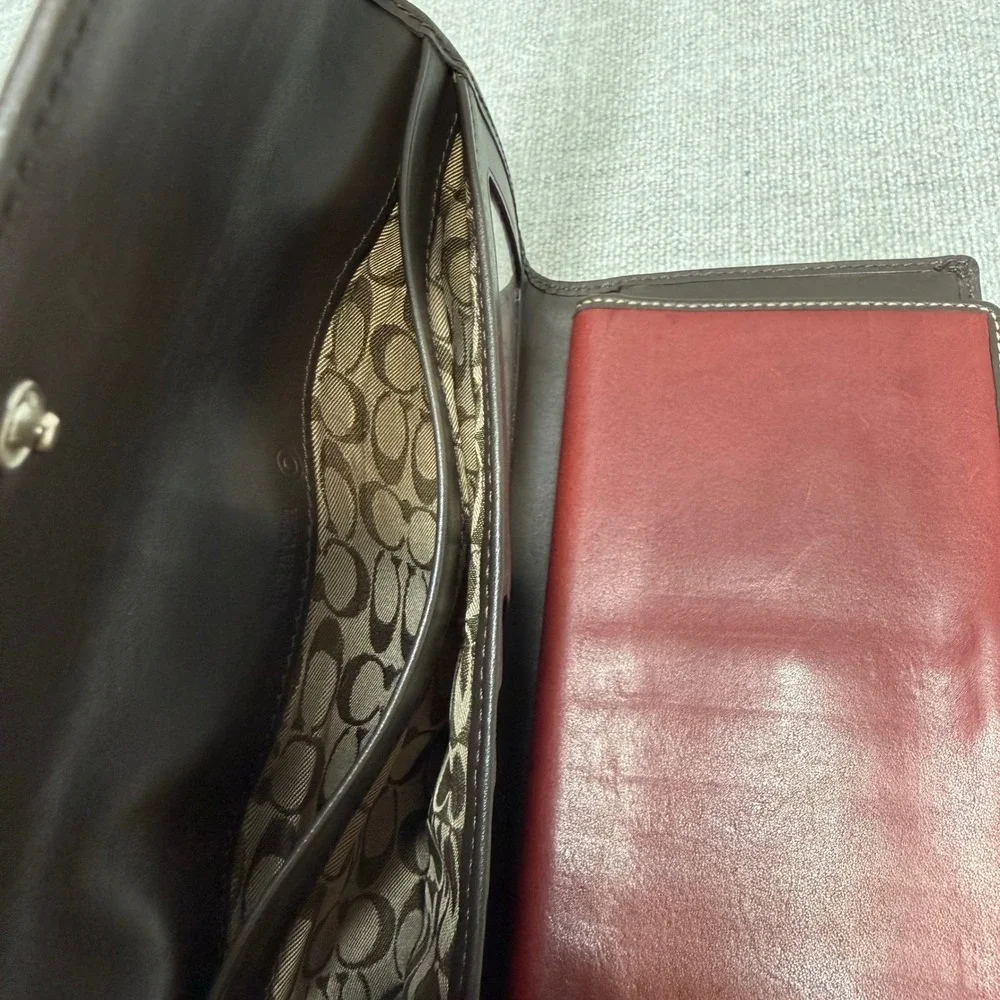 Coach Vintage Red Soho Leather Buckle Envelope Wallet Checkbook Burgundy Oxblood - Picture 5 of 8